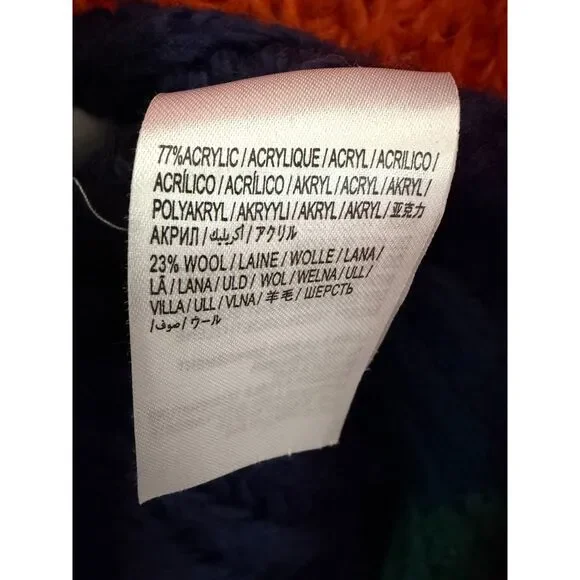 Farm Rio Chunky Wool Rainbow Cardigan Sweater Long Line Oversized Medium Large - Picture 7 of 7